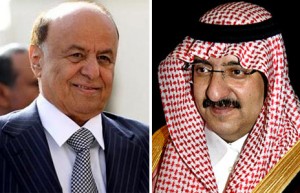 Abd Rabbu Mansour Hadi e il principe saudita Mohammed bin Naif bin Abdulaziz